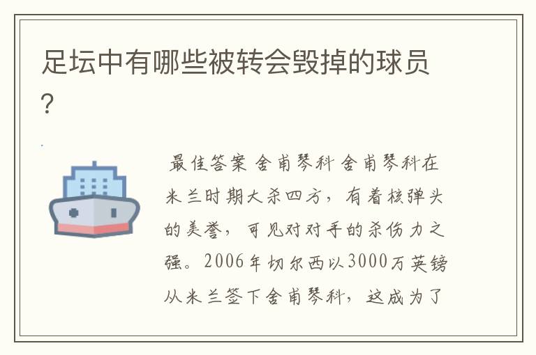 足坛中有哪些被转会毁掉的球员？