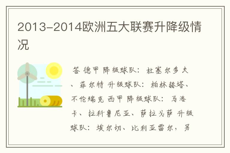 2013-2014欧洲五大联赛升降级情况