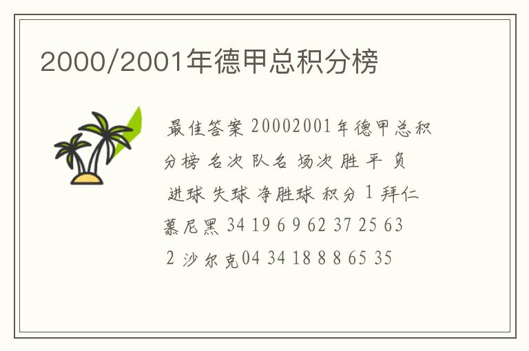 2000/2001年德甲总积分榜