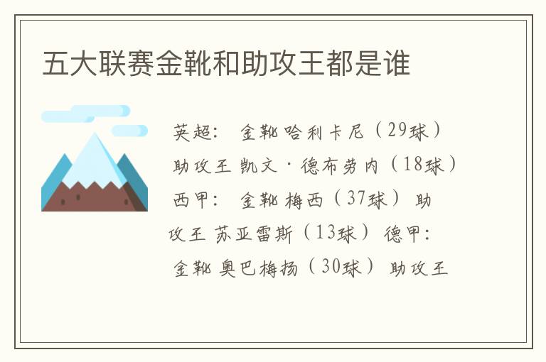 五大联赛金靴和助攻王都是谁