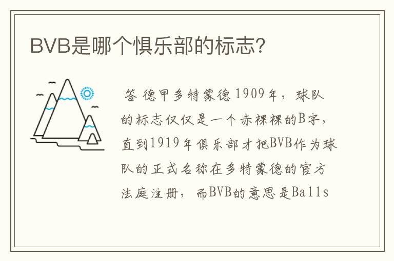 BVB是哪个惧乐部的标志？