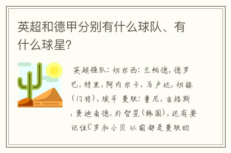 英超和德甲分别有什么球队、有什么球星？