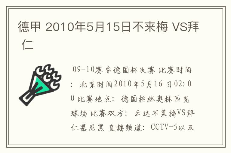 德甲 2010年5月15日不来梅 VS拜 仁