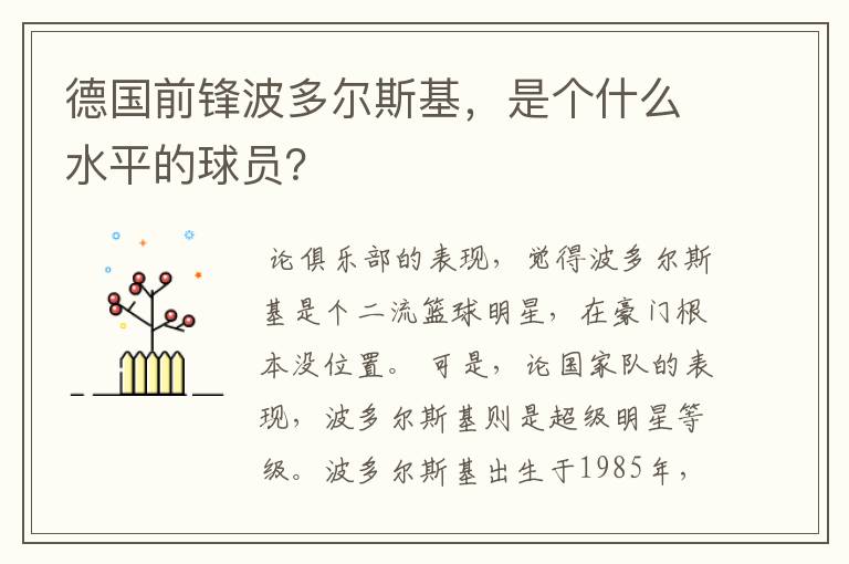 德国前锋波多尔斯基，是个什么水平的球员？