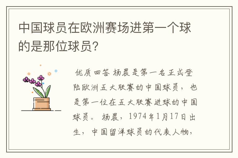 中国球员在欧洲赛场进第一个球的是那位球员？