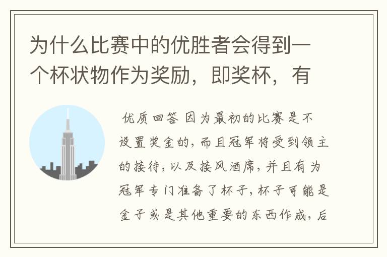 为什么比赛中的优胜者会得到一个杯状物作为奖励，即奖杯，有什么来历吗？