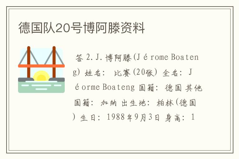 德国队20号博阿滕资料