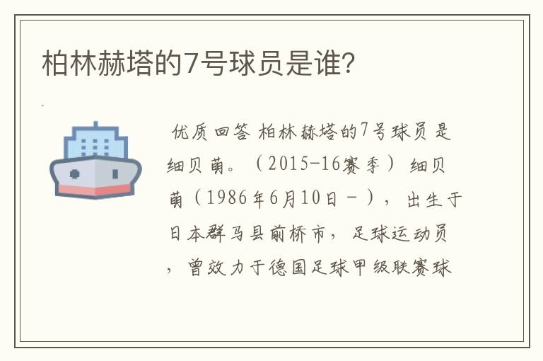 柏林赫塔的7号球员是谁？