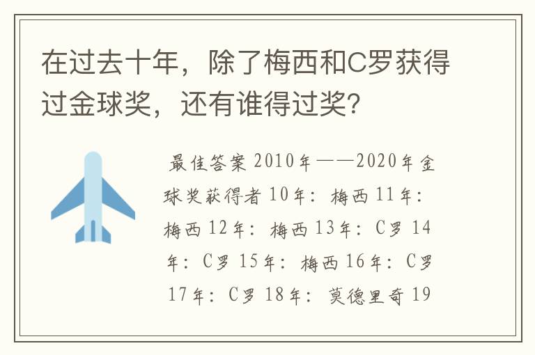 在过去十年，除了梅西和C罗获得过金球奖，还有谁得过奖？