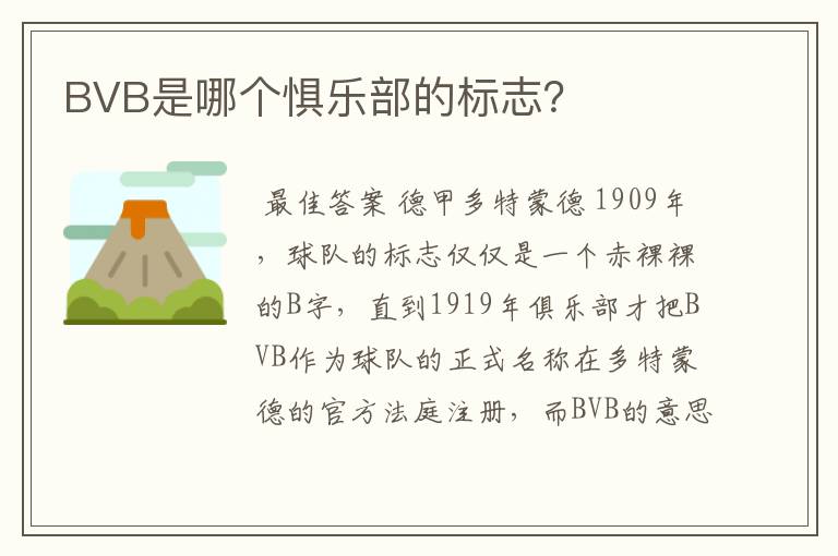 BVB是哪个惧乐部的标志？