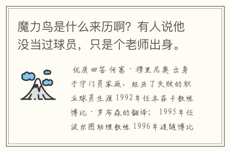 魔力鸟是什么来历啊？有人说他没当过球员，只是个老师出身。但有报道又说他曾经是位球员。是怎么回事啊？