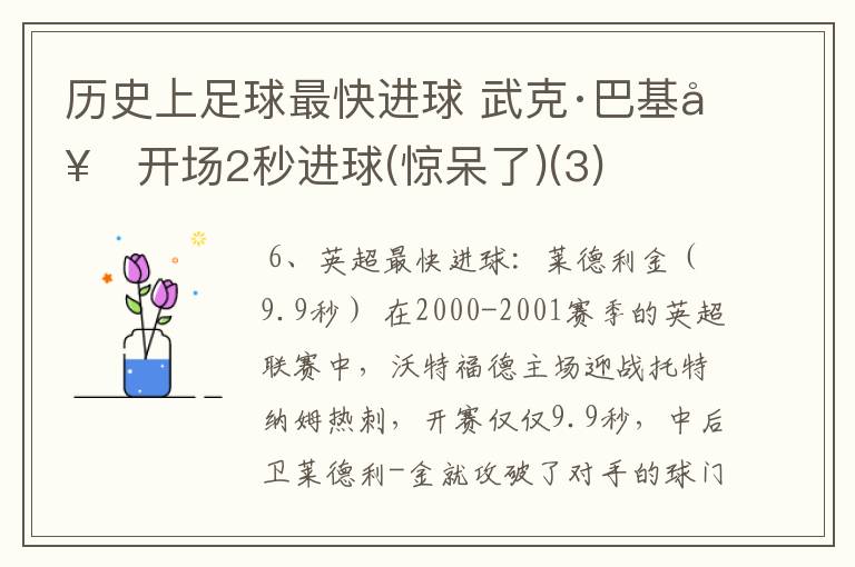 历史上足球最快进球 武克·巴基奇开场2秒进球(惊呆了)(3)