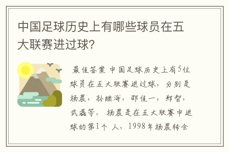 中国足球历史上有哪些球员在五大联赛进过球？