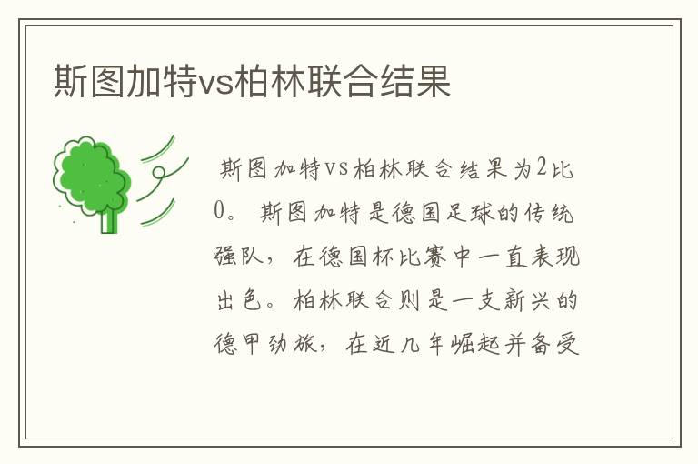 斯图加特vs柏林联合结果