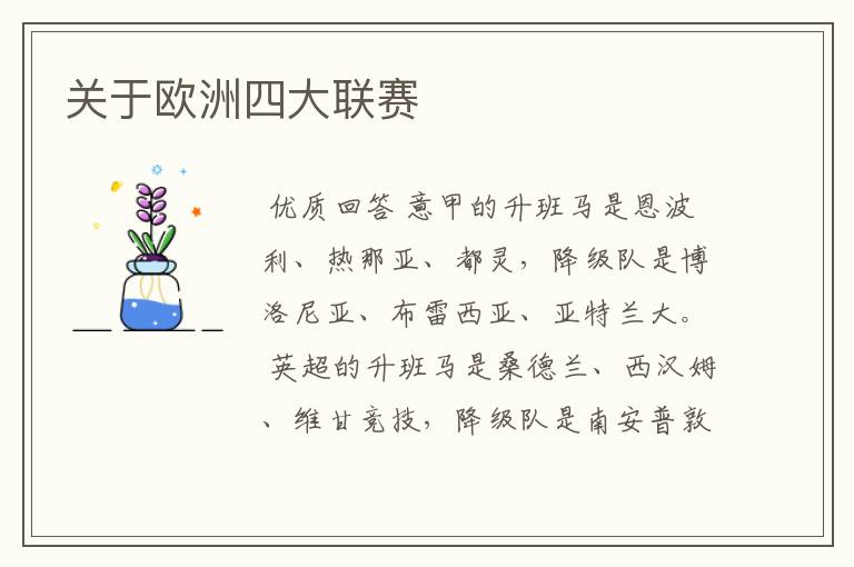 关于欧洲四大联赛