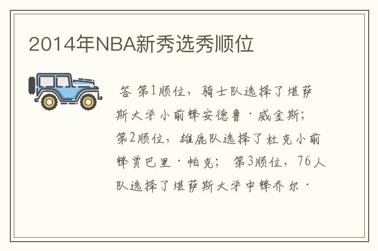 2014年NBA新秀选秀顺位