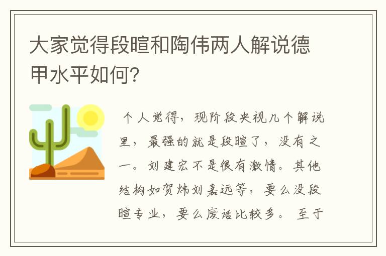 大家觉得段暄和陶伟两人解说德甲水平如何？