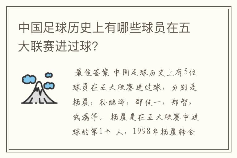 中国足球历史上有哪些球员在五大联赛进过球？