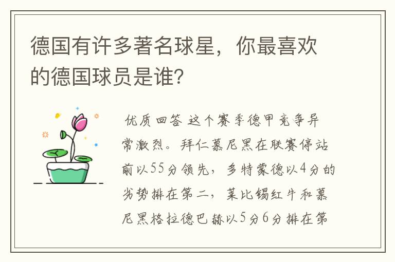 德国有许多著名球星，你最喜欢的德国球员是谁？