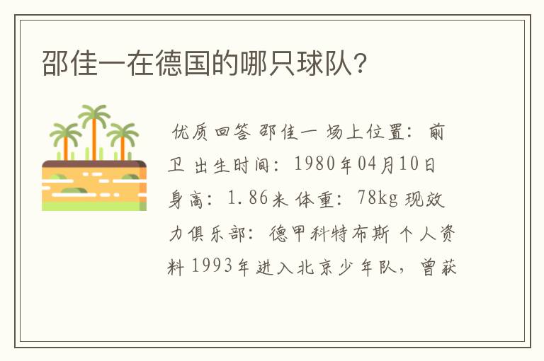 邵佳一在德国的哪只球队?