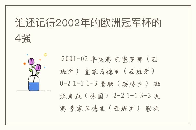 谁还记得2002年的欧洲冠军杯的4强