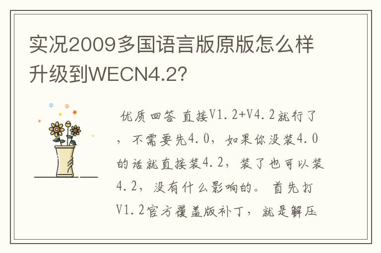 实况2009多国语言版原版怎么样升级到WECN4.2？