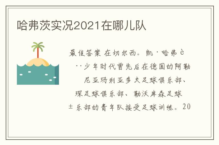 哈弗茨实况2021在哪儿队