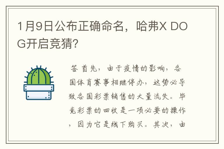 1月9日公布正确命名，哈弗X DOG开启竞猜？