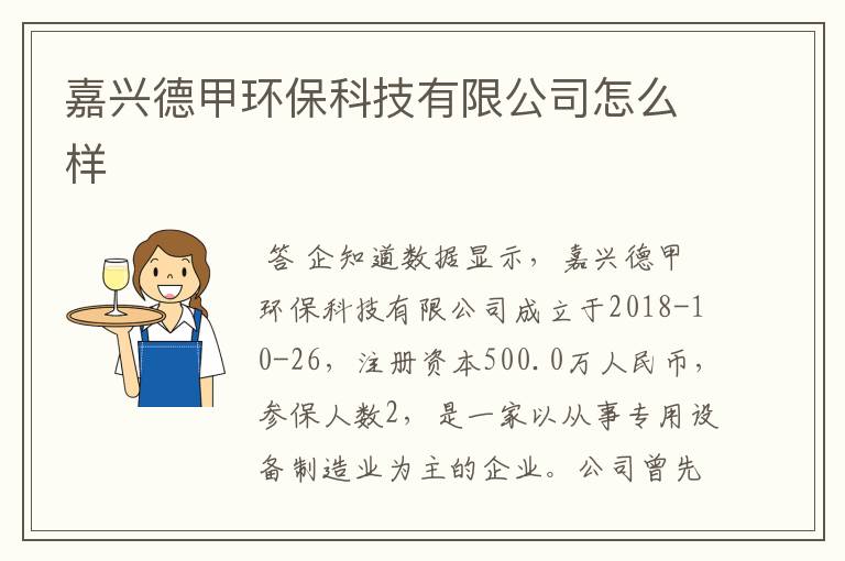 嘉兴德甲环保科技有限公司怎么样