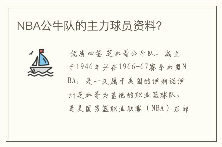 NBA公牛队的主力球员资料？