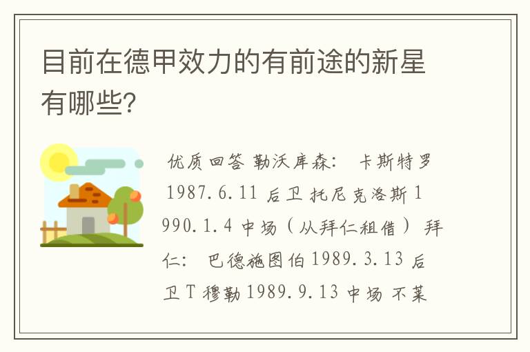 目前在德甲效力的有前途的新星有哪些？