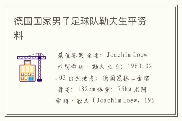 德国国家男子足球队勒夫生平资料