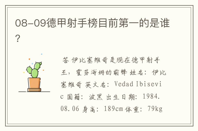08-09德甲射手榜目前第一的是谁?