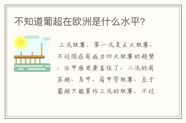 不知道葡超在欧洲是什么水平?