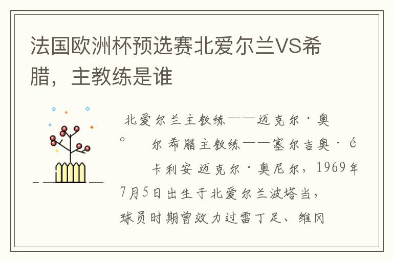 法国欧洲杯预选赛北爱尔兰VS希腊，主教练是谁