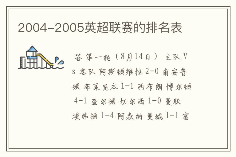 2004-2005英超联赛的排名表