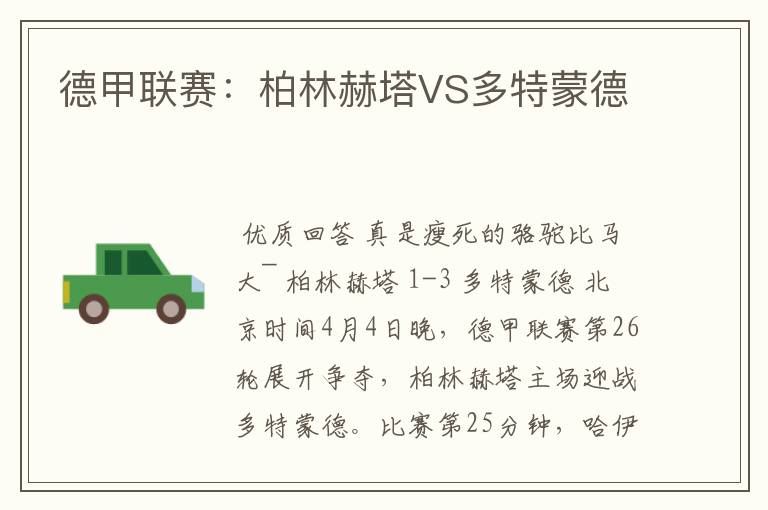 德甲联赛：柏林赫塔VS多特蒙德