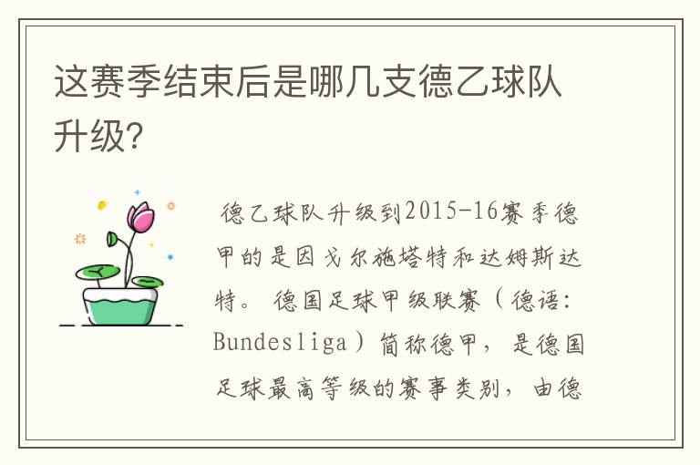 这赛季结束后是哪几支德乙球队升级？