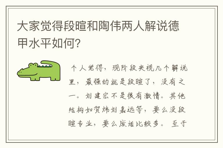 大家觉得段暄和陶伟两人解说德甲水平如何？