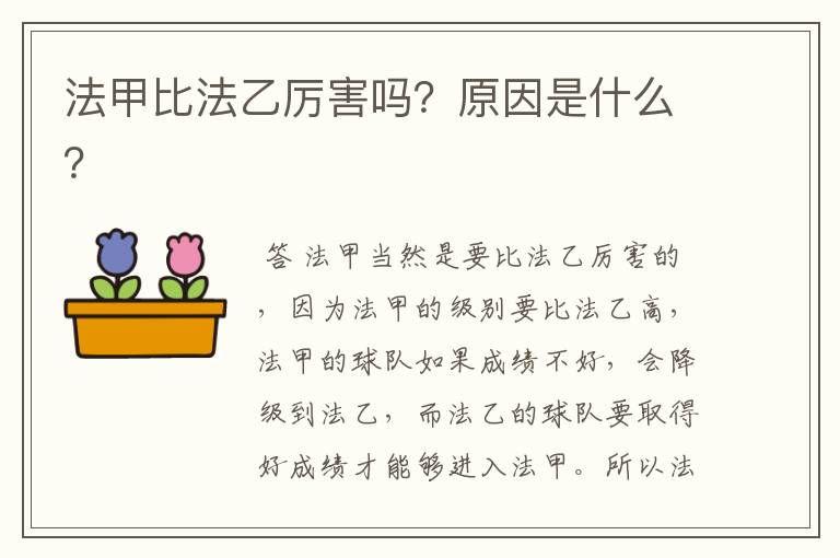 法甲比法乙厉害吗？原因是什么？