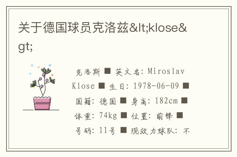 关于德国球员克洛兹<klose>