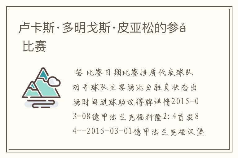 卢卡斯·多明戈斯·皮亚松的参加比赛