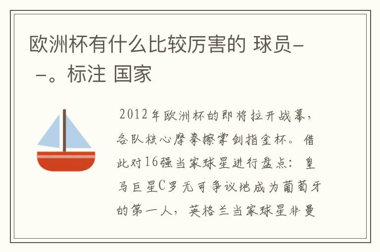 欧洲杯有什么比较厉害的 球员- -。标注 国家