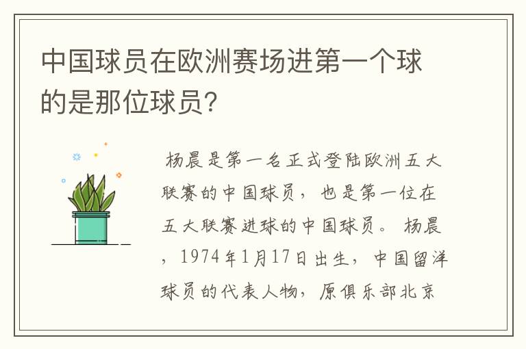 中国球员在欧洲赛场进第一个球的是那位球员？