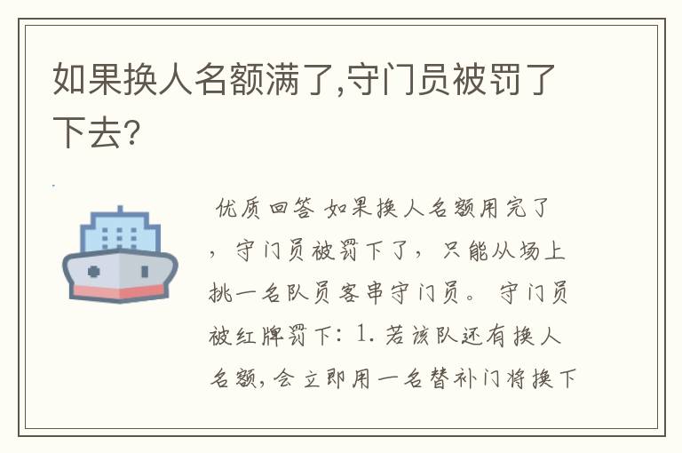 如果换人名额满了,守门员被罚了下去?