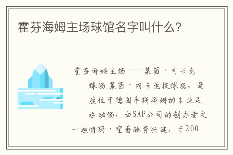 霍芬海姆主场球馆名字叫什么？