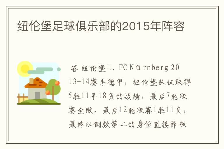 纽伦堡足球俱乐部的2015年阵容