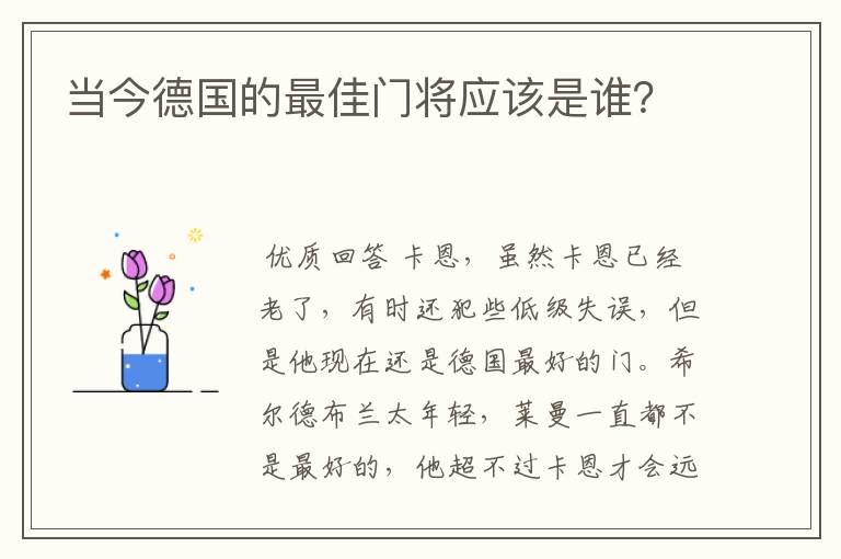 当今德国的最佳门将应该是谁？