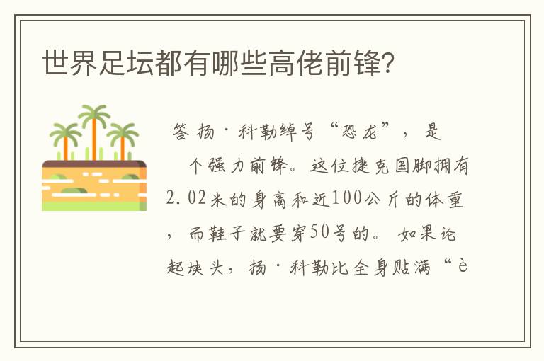 世界足坛都有哪些高佬前锋？