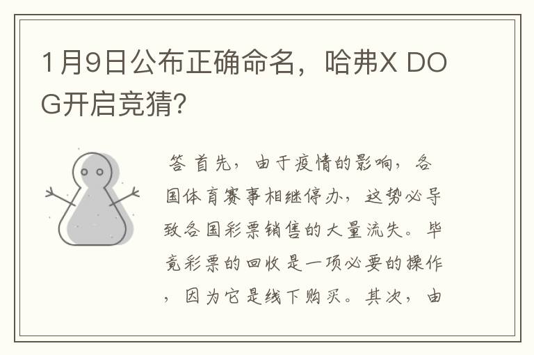 1月9日公布正确命名，哈弗X DOG开启竞猜？